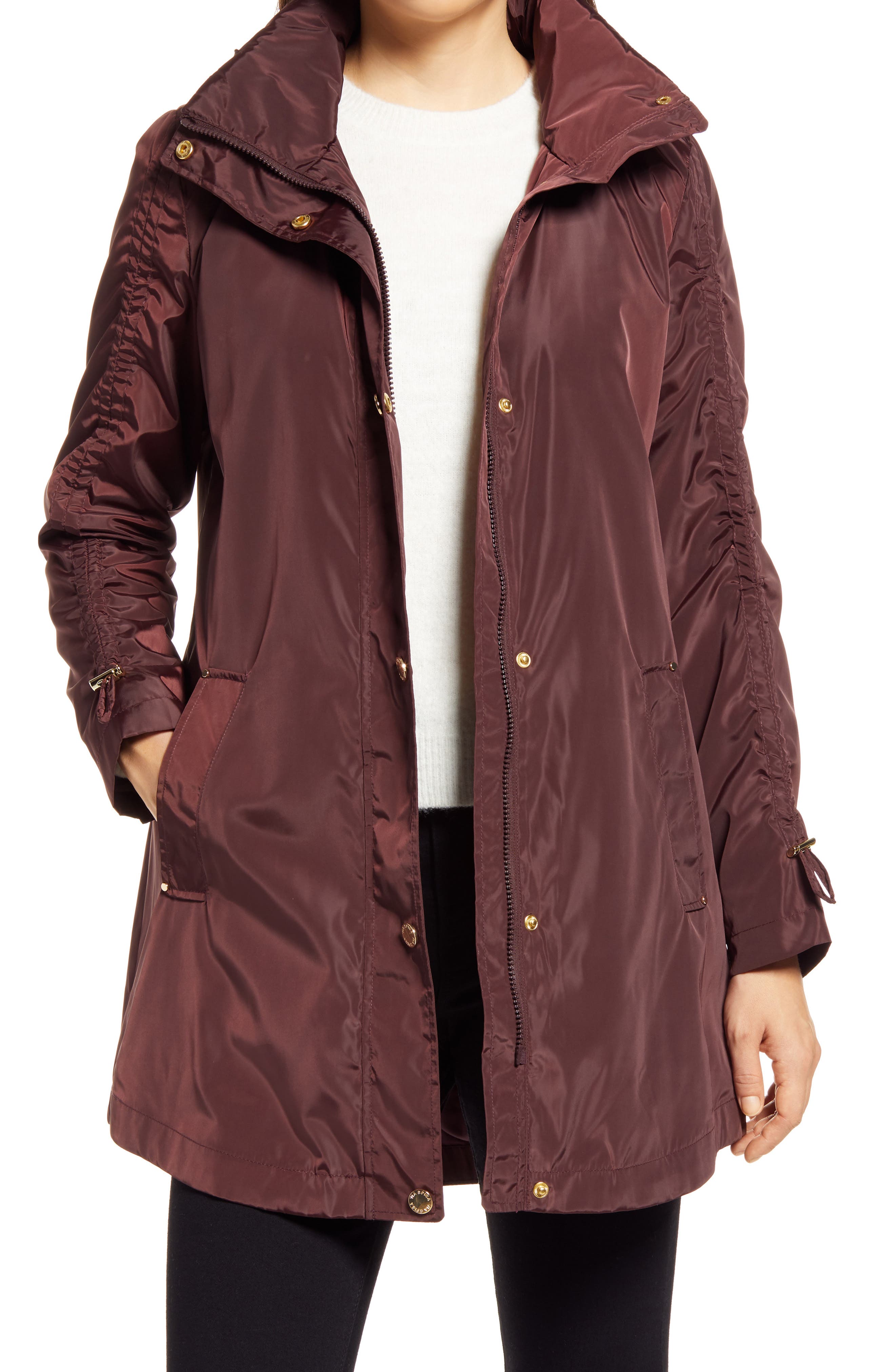 womens burgundy coat with hood