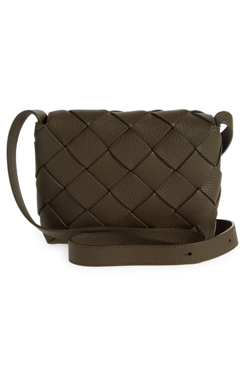 Shop Bottega Veneta Small Intrecciato Messenger Bag In Kaki/silver