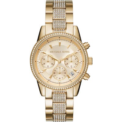 Michael Kors Ritz Pave Chronograph Bracelet Watch, 37Mm