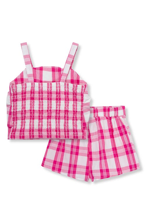 Shop Habitual Kids' Gingham Twist Top & Shorts Set In Pink