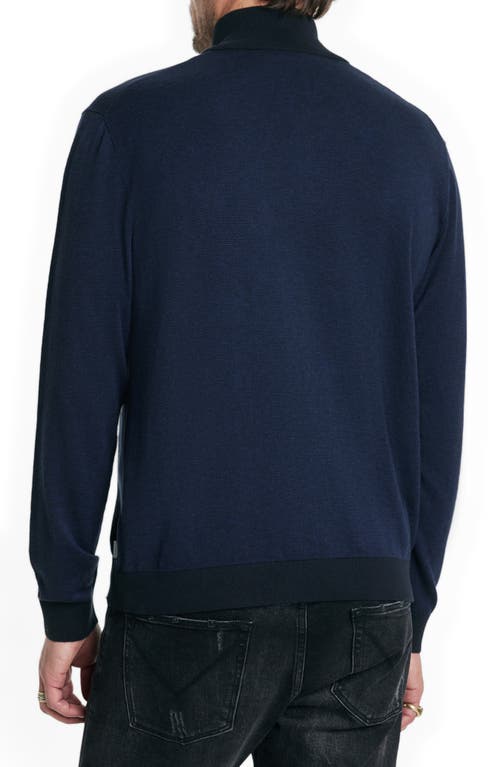 Shop John Varvatos Grand Birdseye Half-zip Cotton & Cashmere Pullover In Navy