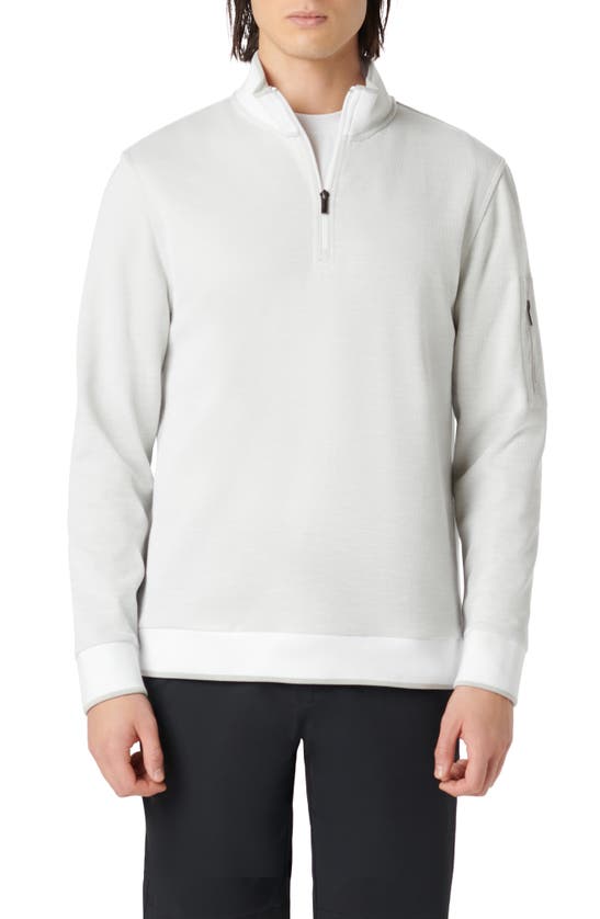 Bugatchi Men's Mixed Nylon Knit Quarter-zip Sweater In White
