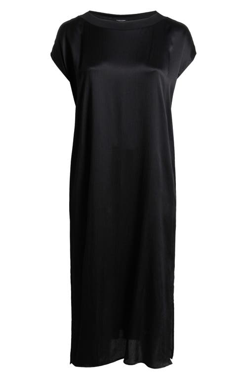 Shop Eileen Fisher Bateau Neck Silk Shift Dress In Black