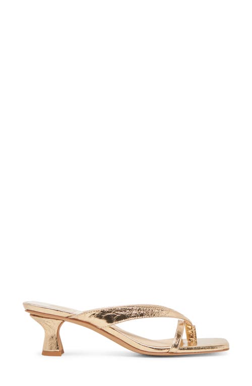 Dolce Vita Brevel Kitten Heel Flip Flop In Gold Distressed Leather