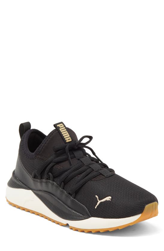 Puma Pacer Future Web Knit Sneaker In Black- Team Gold