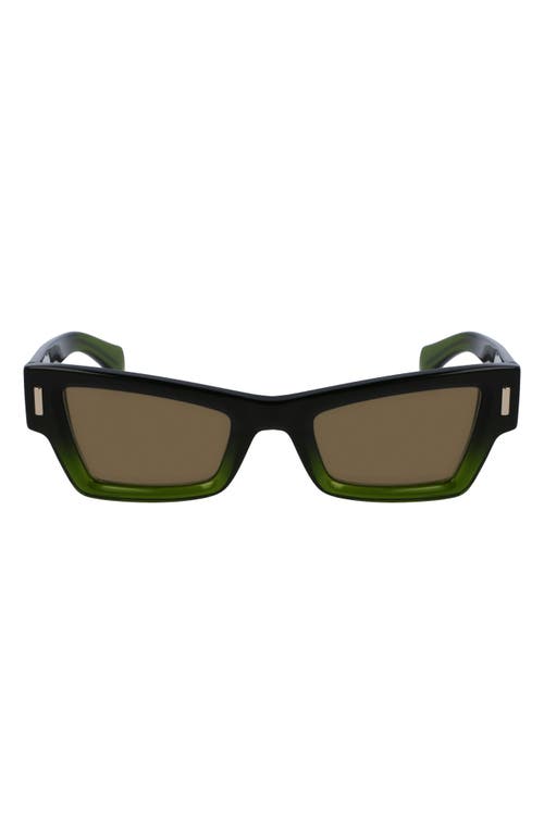 Shop Ferragamo Rivets 53mm Modified Rectangular Sunglasses In Transparent Dark Green