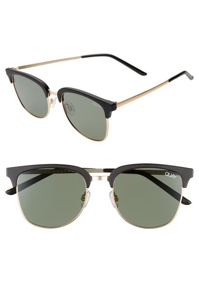 Quay Evasive 53mm Polarized Sunglasses - Matte Black/ Matte Gold/ Green