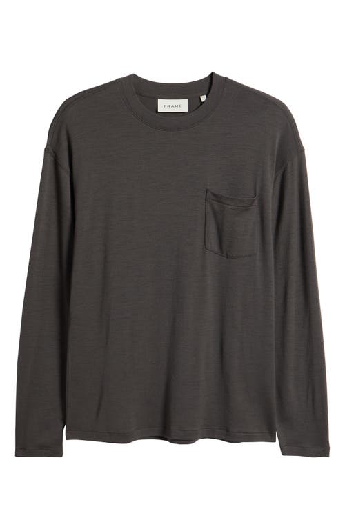 Frame Lightweight Wool Long Sleeve T-shirt In Taupe
