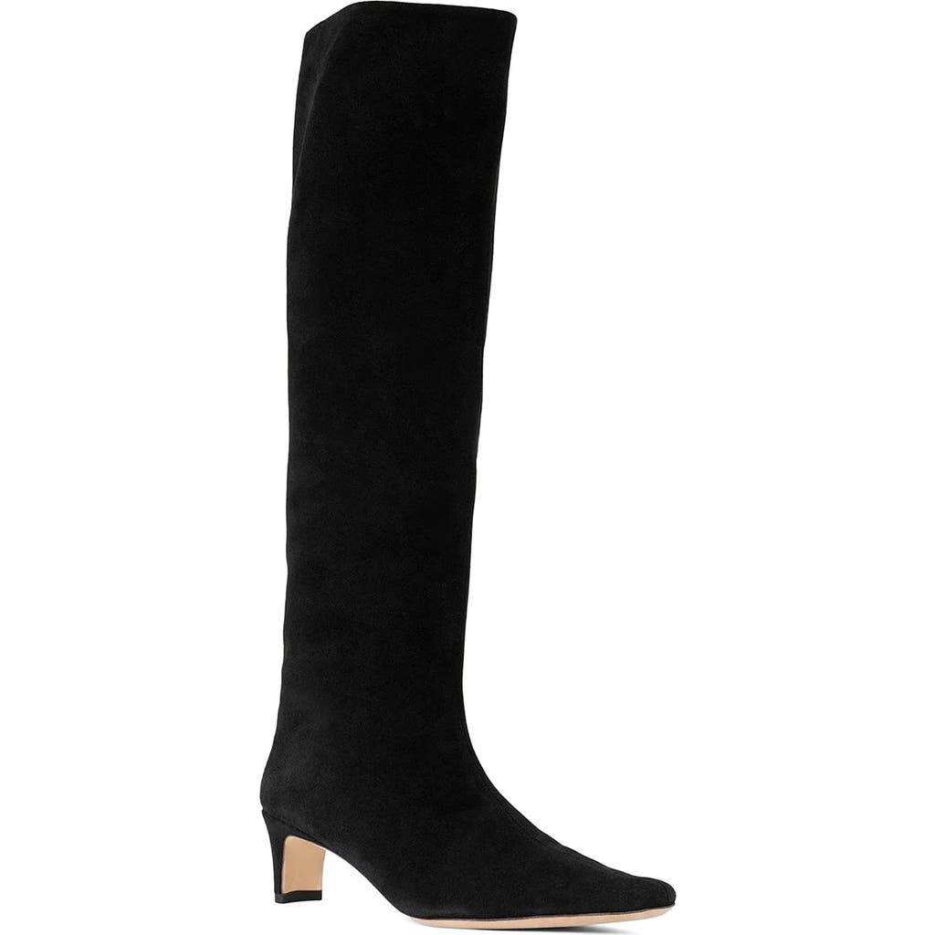 Staud Wally Suede Knee-high Boots In Black Suede