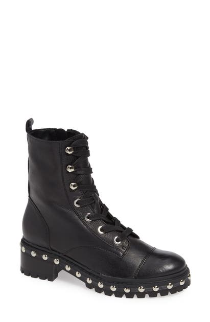 Schutz Andrea Studded Combat Boot In Natural Leather