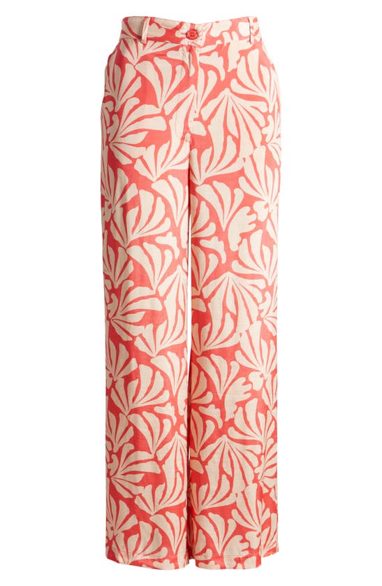 Shop Masai Copenhagen Perinua Floral Print Wide Leg Trousers In Hibiscus