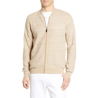 Bugatchi Regular Fit Zip Cardigan, Beige