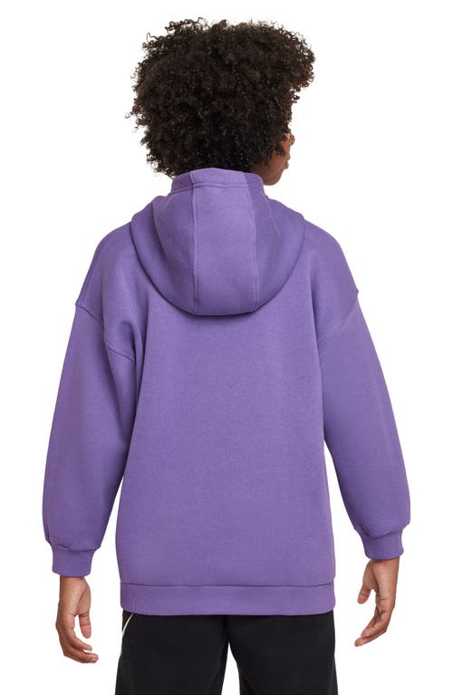 Shop Nike Kids' Sportswear Fleece Hoodie In Black Raspberry/white