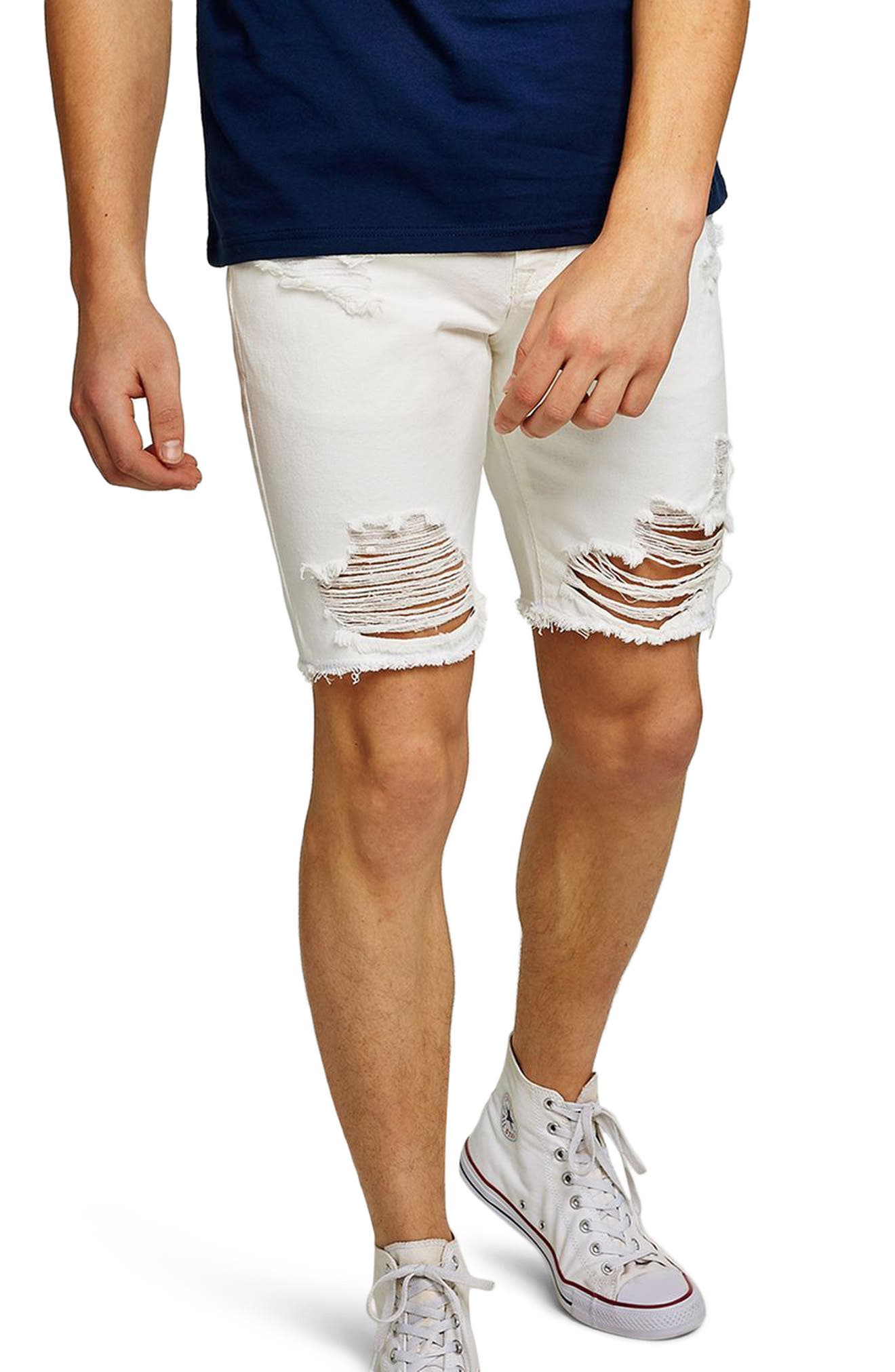 Topman Slim Fit Ripped Denim Shorts Nordstrom