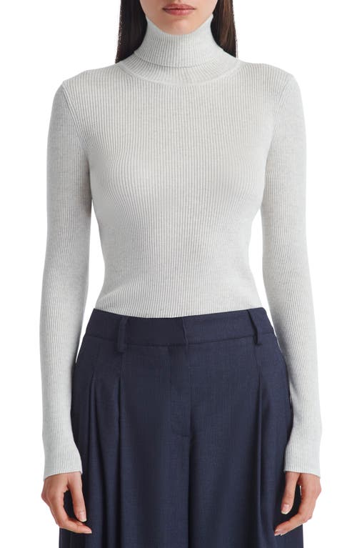 Shop Twp Merino Wool Rib Turtleneck Sweater In White Heather Grey