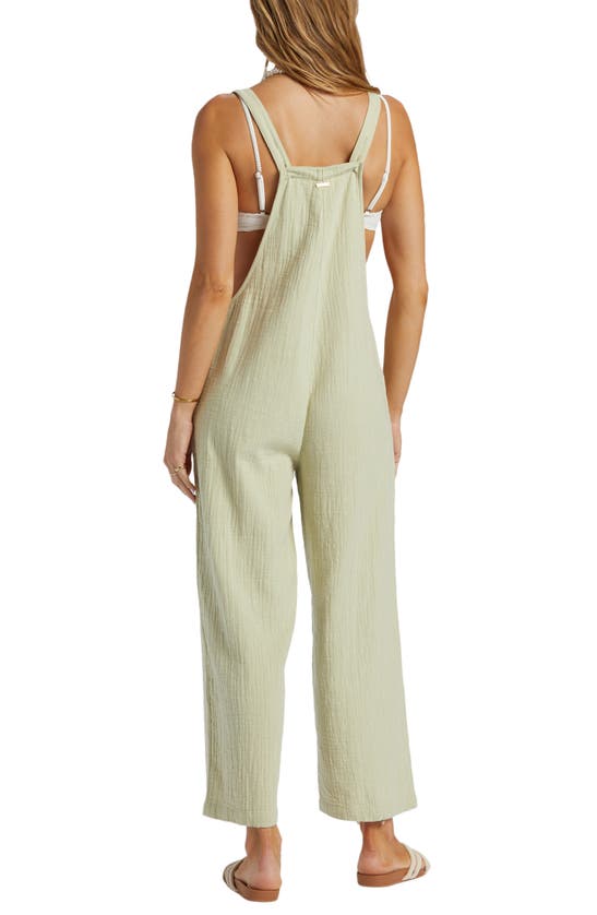 Shop Billabong Pacific Time Cotton Gauze Jumpsuit In Light Avocado