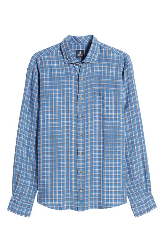 Shop Johnnie-o Omar Check Linen Button-up Shirt In Wake