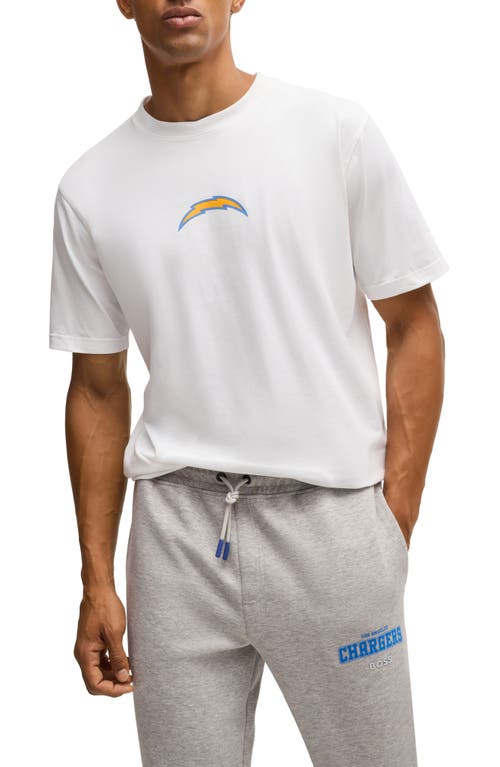 Shop Hugo Boss Boss X Nfl Stretch Cotton Graphic T-shirt In La Chargers - White