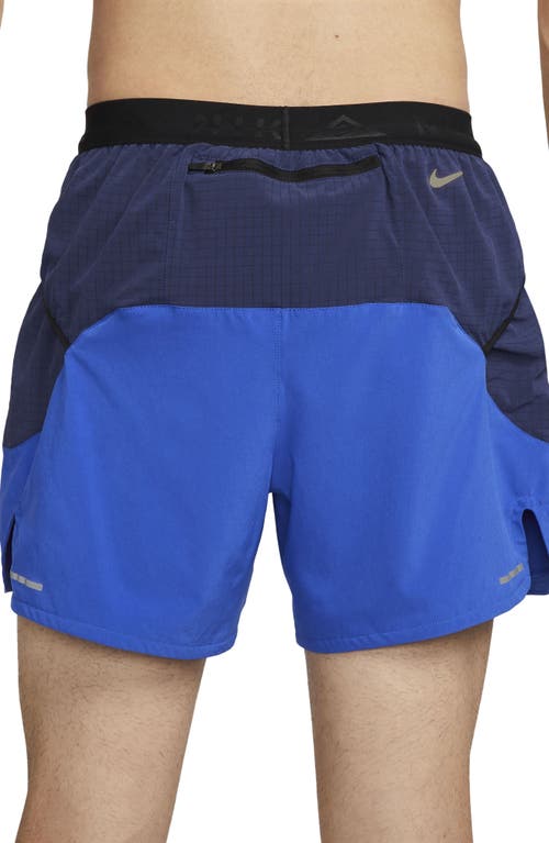 Shop Nike Second Sunrise 5-inch Brief Lined Trail Running Shorts In Hyper Royal/navy/citron