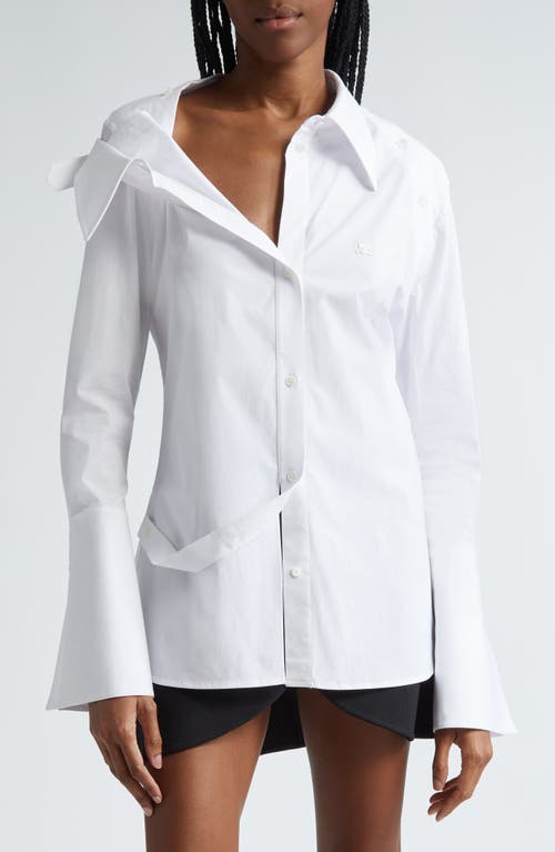 Courrèges Modular Stretch Cotton Poplin Button-Up Shirt Heritage White at Nordstrom, Us