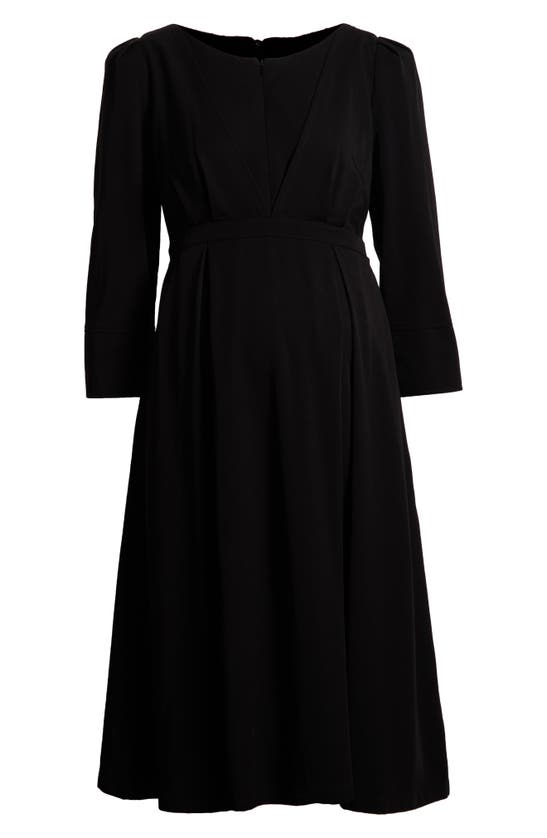Shop Marion Sarah Empire Waist Maternity/nursing Dress In Black