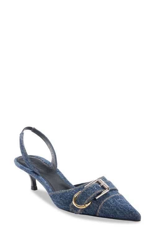 Givenchy Voyou Denim Buckle Slingback Pumps In Dark Blue