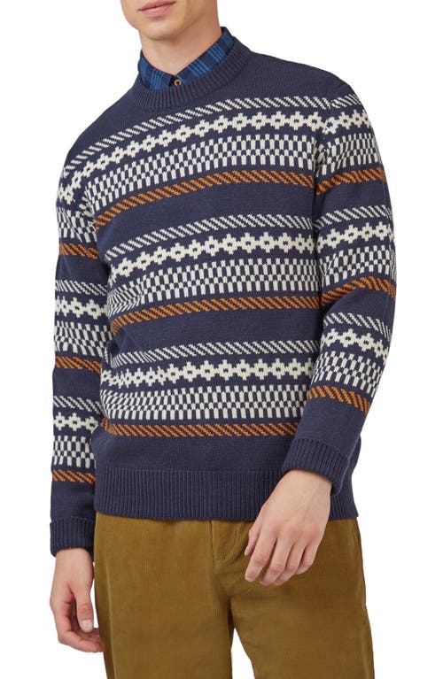 Ben Sherman Fair Isle Wool Blend Sweater Marine at Nordstrom,