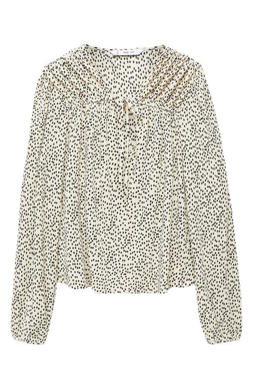 Mango Dot Print Peasant Top In Ecru