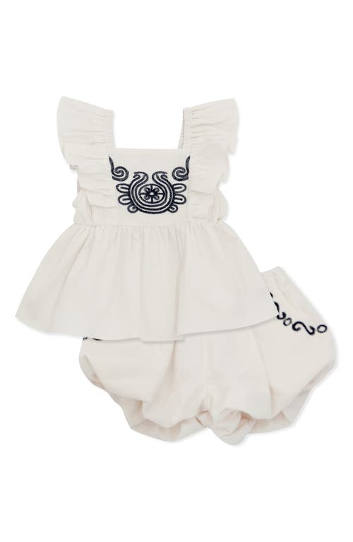 Habitual Kids Embroidered Top & Bubble Shorts Set In Off-white