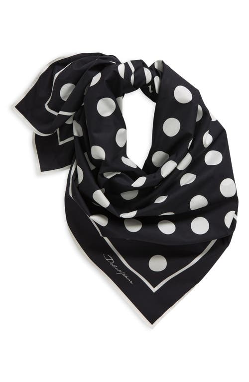 Dolce & Gabbana Dolce&gabbana Polka Dot Square Cotton Scarf In Nero