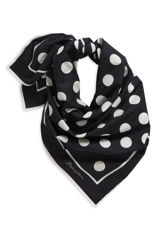 Shop Dolce & Gabbana Dolce&gabbana Polka Dot Square Cotton Scarf In Nero