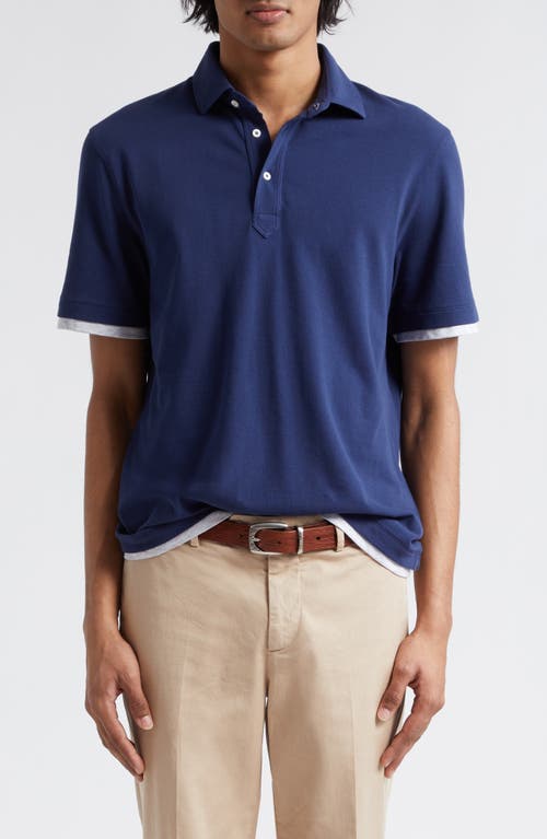 Brunello Cucinelli Cotton Piqué Polo In Blue