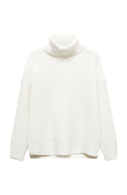 MANGO Rib Turtleneck Sweater Ecru at Nordstrom,