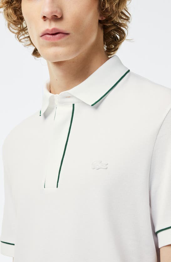 Shop Lacoste Regular Fit Tipped Piqué Polo In 001 Blanc