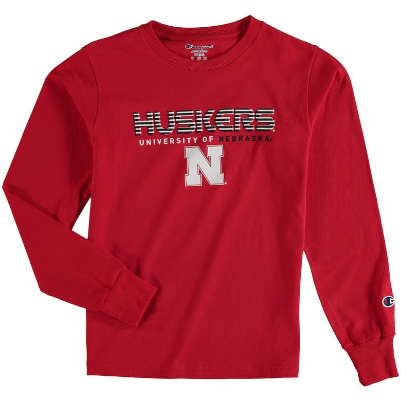 Champion Kids' Youth  Scarlet Nebraska Huskers Jersey Long Sleeve T-shirt In Red