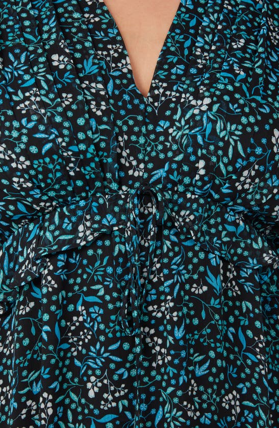 Shop Estelle Diane Ruffle Floral Dress In Blue/ Turquoise