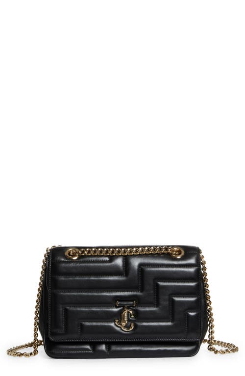 Jimmy Choo Avenue Quilted Leather Shoulder Bag in Black/Light Gold at Nordstrom