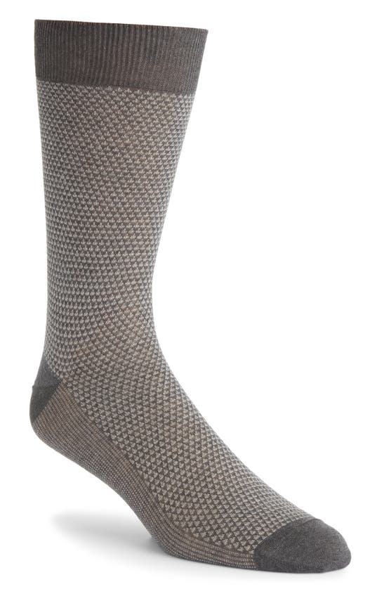 Shop Canali Micropattern Cotton Dress Socks In Grey
