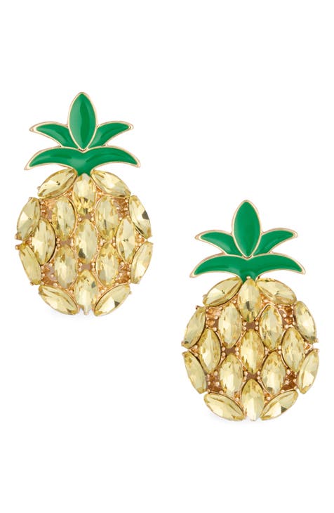 Enamel Pineapple Drop Earrings