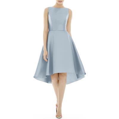Alfred Sung High/low Satin Twill Cocktail Dress, Blue
