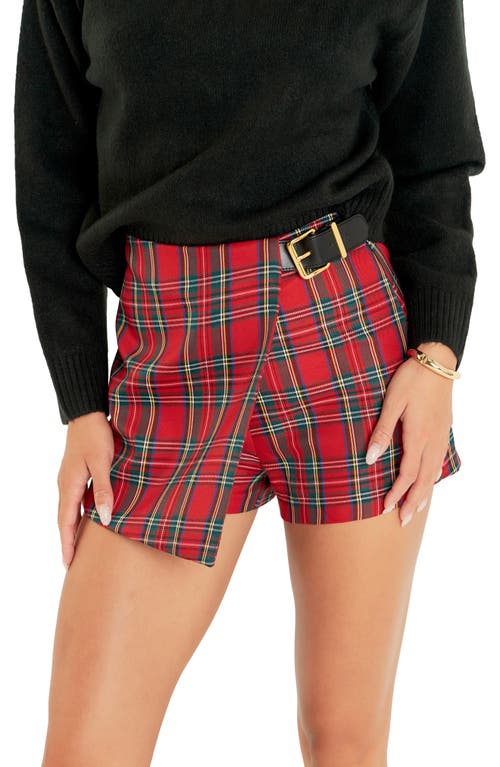 English Factory Plaid Wrap Miniskort In Red