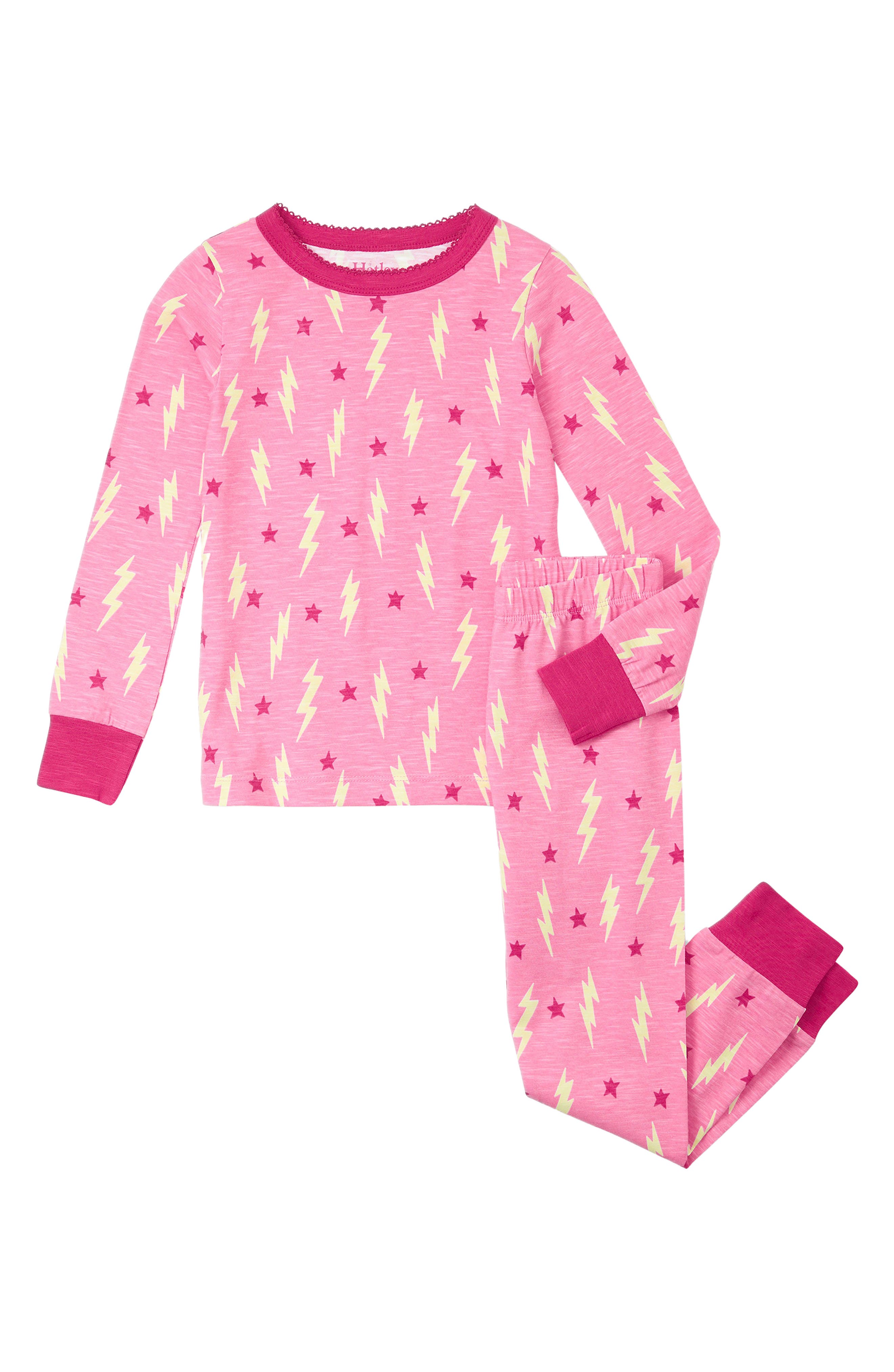 Hatley Kids' Print Fitted Two-Piece Pajamas in Fuchsia Pink 