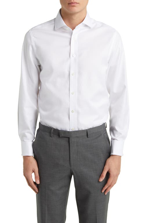 Slim Fit Non-Iron Solid Twill Dress Shirt in White