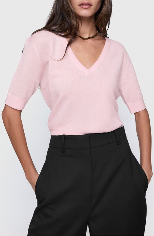 Rebecca Minkoff Have V-Neck Short Sleeve Wool Blend Sweater in Blush 