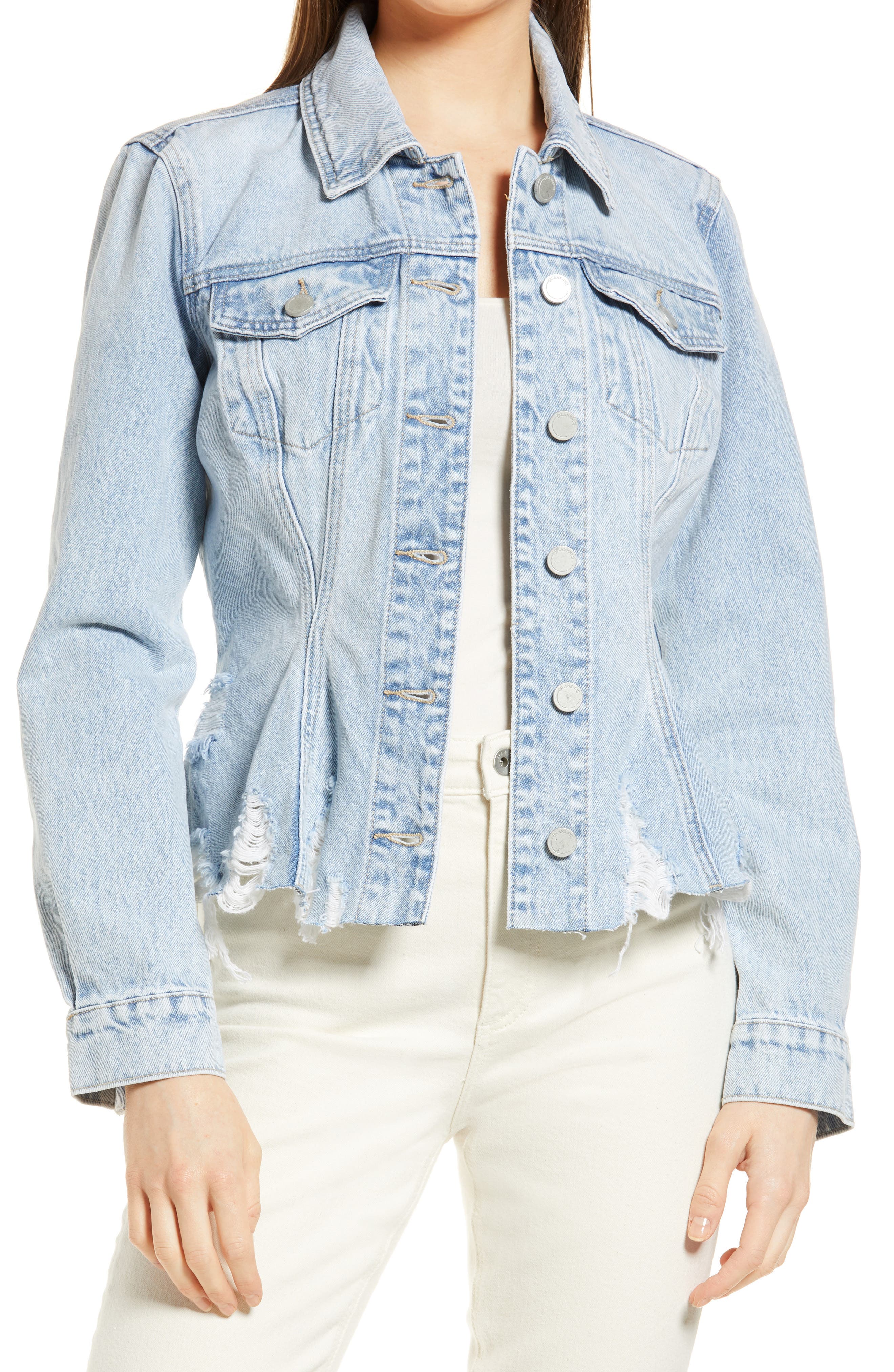 blank nyc puff sleeve denim jacket