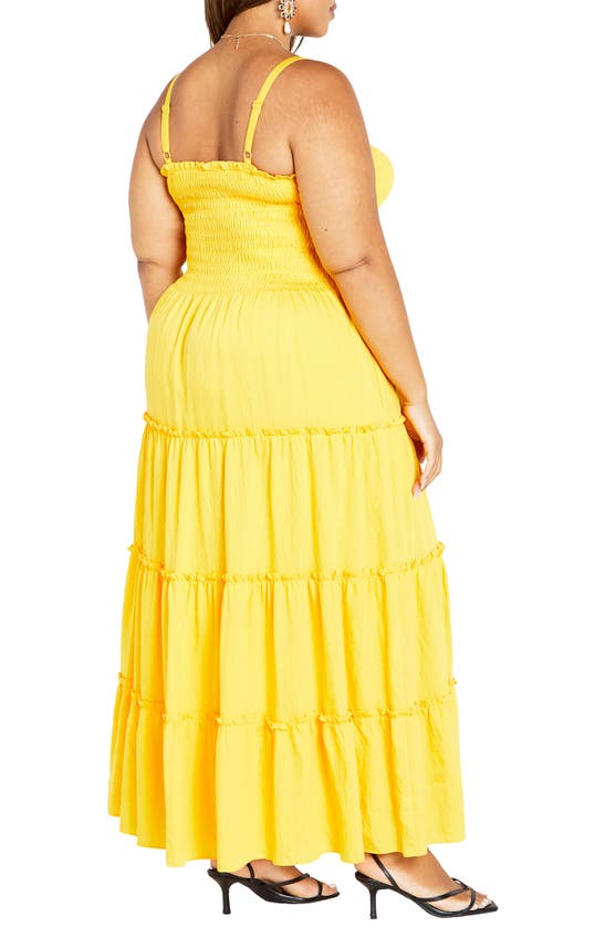 Shop City Chic Alisa Smocked Sleeveless Maxi Dress In Sunshine