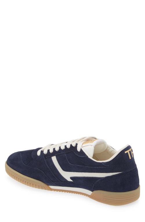 Shop Tom Ford Jackson Suede Low Top Sneaker In Navy/amber