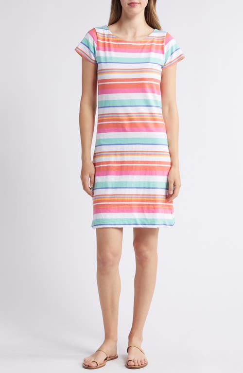 Nellie Summer Stripes T-Shirt Dress in White