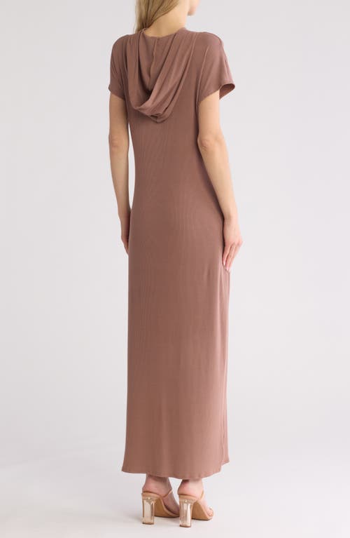 Go Couture Short Sleeve Hoodie Dress In Cocoa