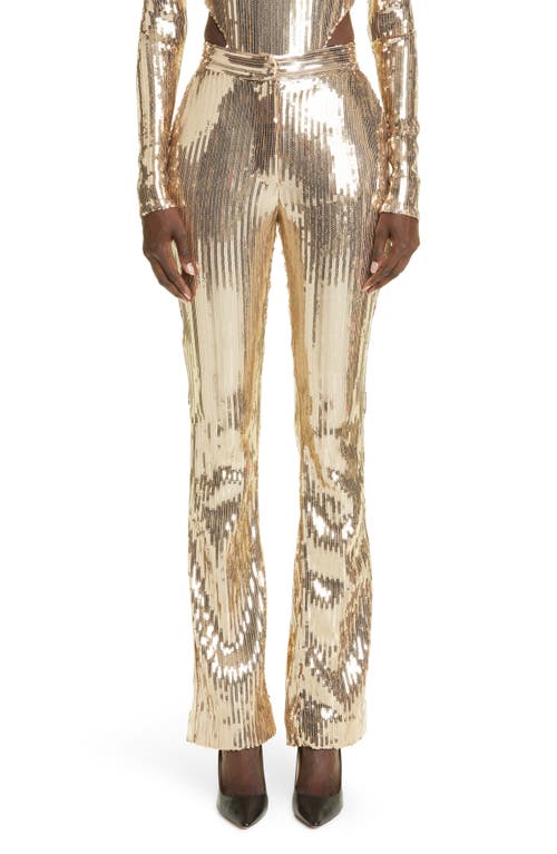 LaQuan Smith Sequin Wide Leg Trousers in Gold